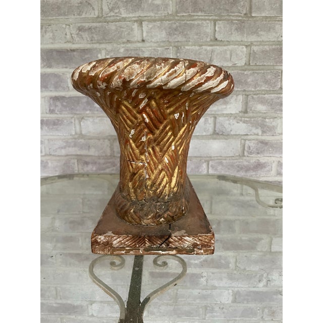 Late 19th Century 19th Century Carved and Gilded Wooden Basket Planter For Sale - Image 5 of 9