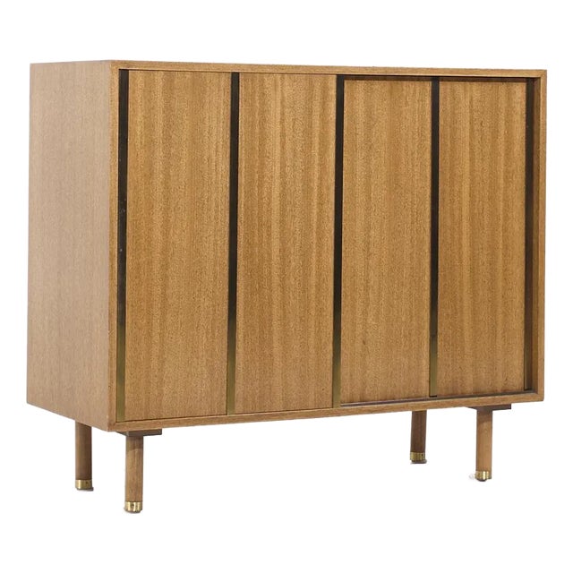 Harvey Probber Mid Century Brass and Mahogany Credenza For Sale