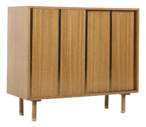 Harvey Probber Mid Century Brass and Mahogany Credenza