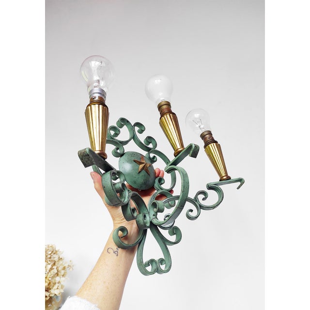 Metal Art Deco Wall Lights attributed to André Arbus attributed to André Arbus, 1940s, Set of 2 For Sale - Image 7 of 12