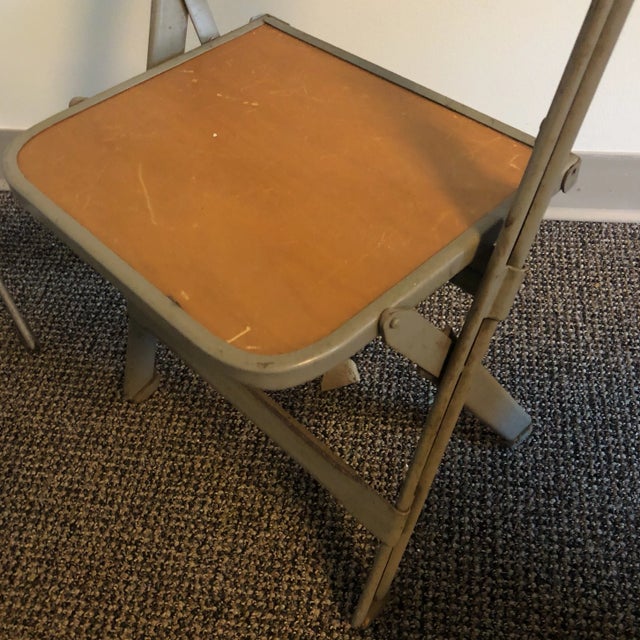 Industrial 1950s Industrial Metal Children's Folding Chairs - a Pair For Sale - Image 3 of 6
