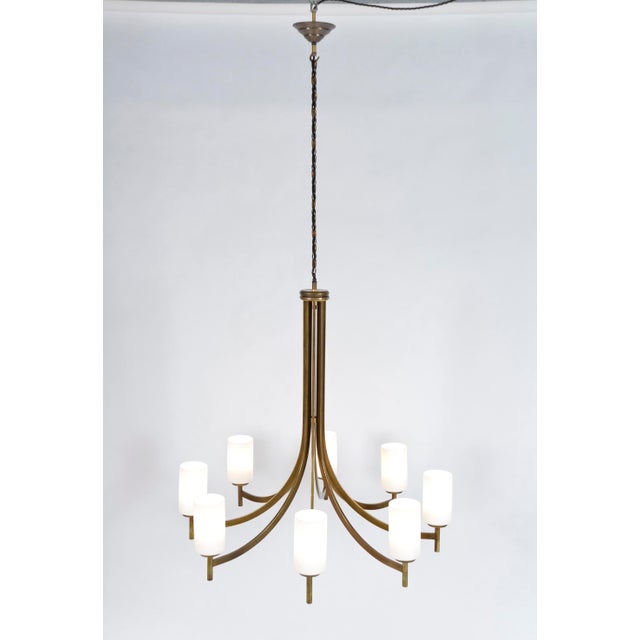 Large Mid-Century Italian Brass and Glass 8-Arm Chandelier, 1950s-1960s For Sale - Image 16 of 16