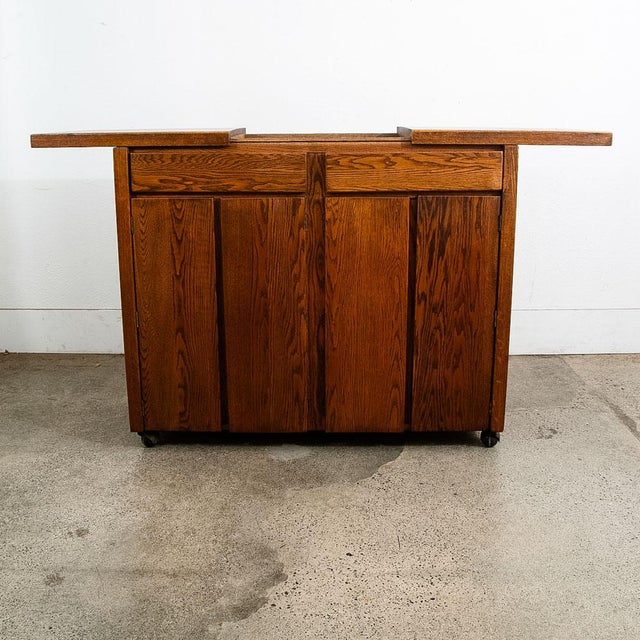 1960s Mid Century Modern Bar Cart Cabinet Conant Ball Expanding Top Storage Rolling For Sale In Sacramento - Image 6 of 12