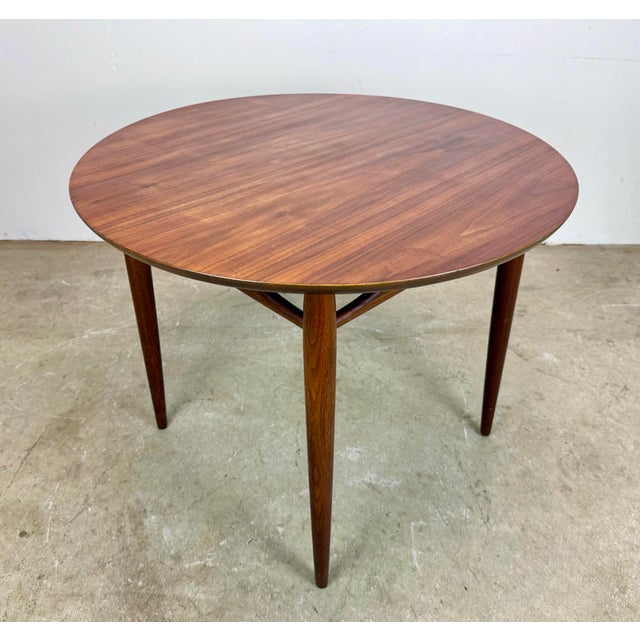 Restored Mid Century Modern Round Walnut Side Table by Heritage Henredon For Sale - Image 9 of 11