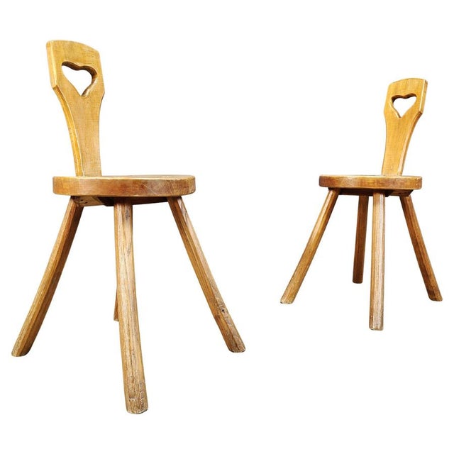 Vintage Brutalist Heart-Shaped Side Chairs, 1960s, Set of 2 For Sale - Image 9 of 9