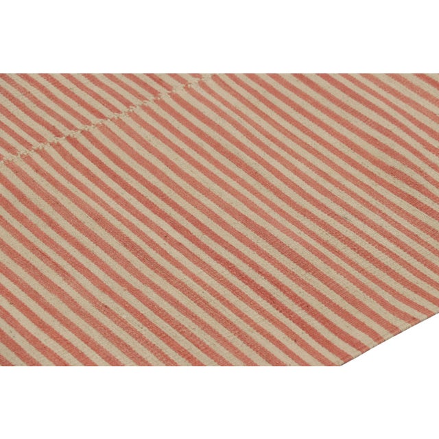 Rug & Kilim’s Contemporary Kilim With Textural Beige and Orange Stripes For Sale In New York - Image 6 of 8