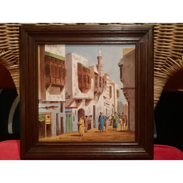 Unknown, Cairo Street Scene, 1800s, Oil and Ceramic For Sale - Image 5 of 11