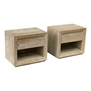 Restoration Hardware Callum Nightstands in Sandwashed Gray, a Pair For Sale