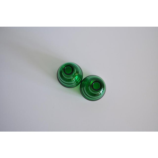 Green Glass Vases by Edvin Ollers for Limmareds Glasbruk, Sweden, 1940s, Set of 2 For Sale - Image 4 of 7