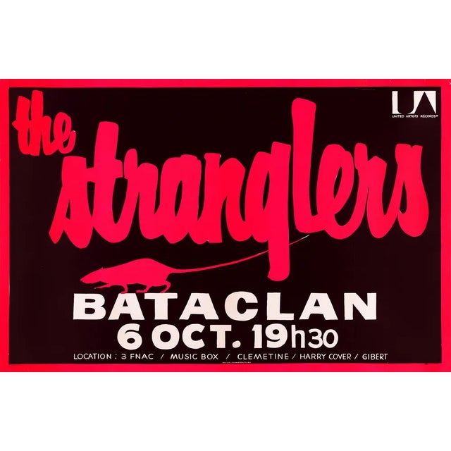The Stranglers Original Vintage Concert Poster, Bataclan, Paris, 1978 For Sale