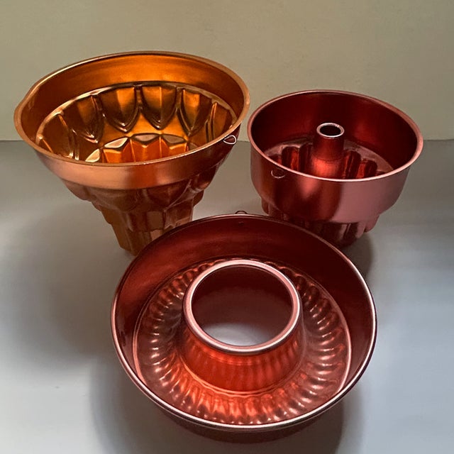 Metal Vintage Copper Toned Aluminum Molds - Set of 3 For Sale - Image 7 of 18