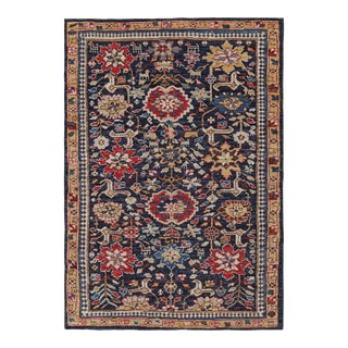 Rug & Kilim’s Caucasian Kuba Style Rug in Blue With Pictorial & Floral Patterns For Sale