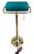 Mid-Century Modern 1970s Mid-Century Modern Art Deco Brass and Teal Glass Banker's Desk Lamp For Sale - Image 3 of 18