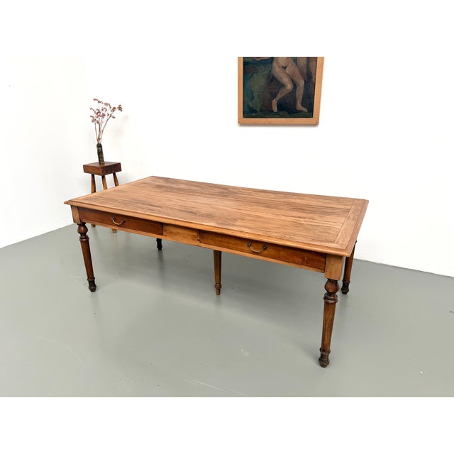 Farmhouse Table with Five Beech Legs and Four Drawers, 1950s For Sale - Image 11 of 18