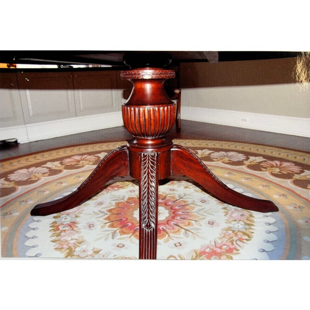 Wood Mahogany Pedestal Table With Inlay For Sale - Image 7 of 7