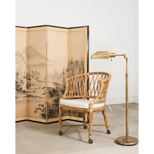 Mid-century modern design pharmacy swing-arm floor lamp made in the manner and style of Casella Lighting San Francisco,...