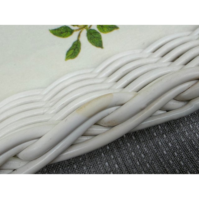 Vintage White Faux Wicker Green Ivy Vine Serving Tray For Sale - Image 18 of 18