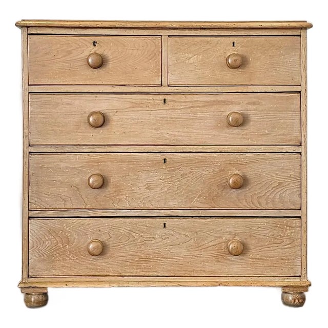Antique English Bleached Pine Chest of Drawers (Dresser)- Circa 1870 For Sale