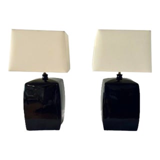 Pair of Vintage Black Table Lamps For Sale