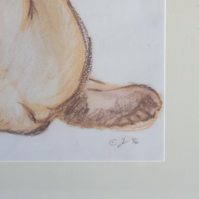Figurative 1986 Framed Seated Female Nude Oil Pastel on Paper For Sale - Image 3 of 8