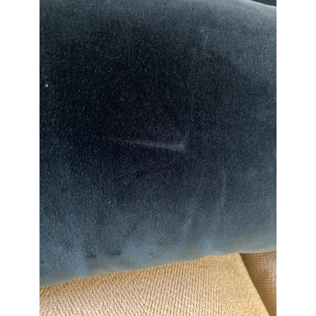 Set of 3 Navy Blue Velvet Lumbar / Kidney Pillows With Down Inserts For Sale - Image 17 of 18