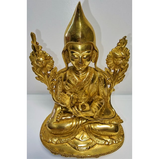 Gilded Seated Buddha on Stylized Lotus Base For Sale - Image 5 of 18