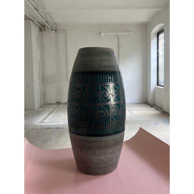 Petrol Grey Floor Vase 248-50 from Scheurich, West Germany For Sale - Image 3 of 8