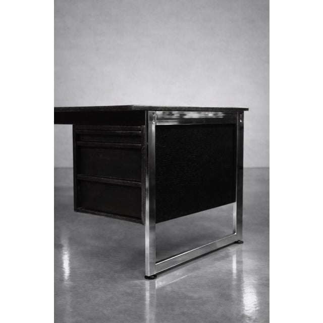 Vintage Danish Black Oak Desk with Chrome Base, 1970s For Sale - Image 13 of 18