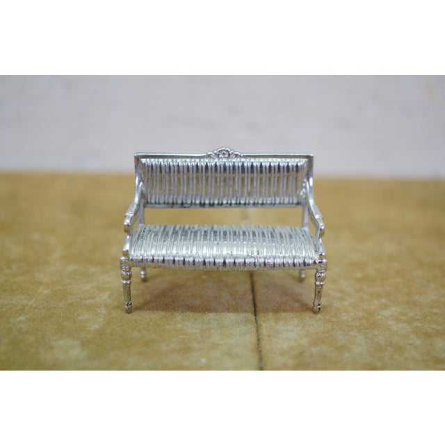 Antique Victorian Miniature Silver Dollhouse Furniture Settee Table Chairs 2" For Sale - Image 18 of 18