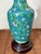 Beautiful midcentury cloisonné vase turned into a beautiful table lamp on a turned wood base, REWIRED. Please see...