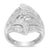 Early 21st Century .925 Sterling Silver 1-1/8 Cttw Round & Baguette Diamond 'Flower & Fern' Cluster Cocktail Fashion Ring (I-J Color, I2-I3 Clarity) - Size 6 For Sale - Image 5 of 7