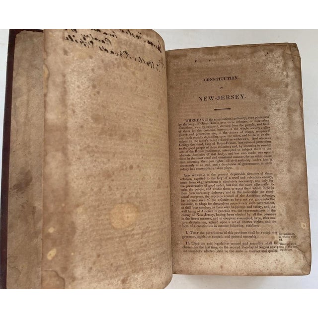 Brown Antique Law Book Leather Bound New Jersey 1821 First Edition For Sale - Image 8 of 12