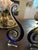 Set of 2 Contemporary Colored Blue Clear Gold Glass Sculptures For Sale - Image 9 of 10