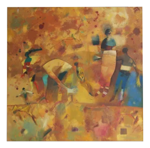 Victor Karnauh, A Meeting, Oil on Canvas