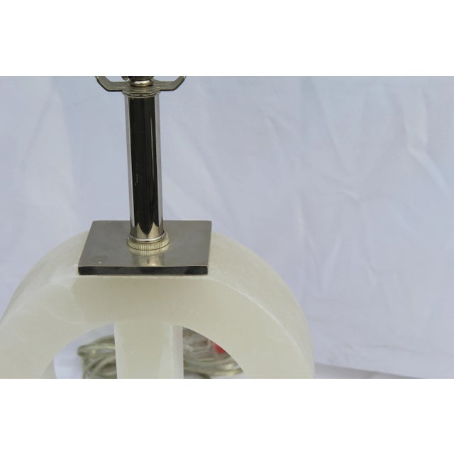 Art Deco Alabaster Black Marble Base Lamp Only One Now For Sale - Image 4 of 9