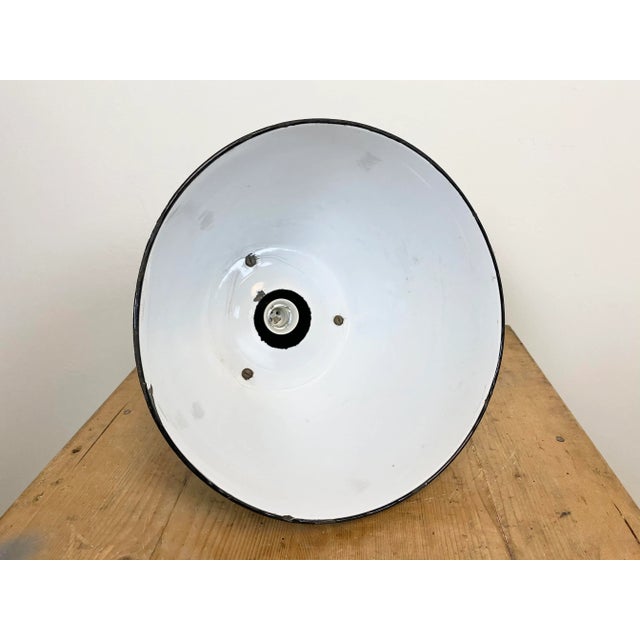 Industrial Bauhaus Black Enamel Pendant Lamp, 1930s For Sale - Image 11 of 12
