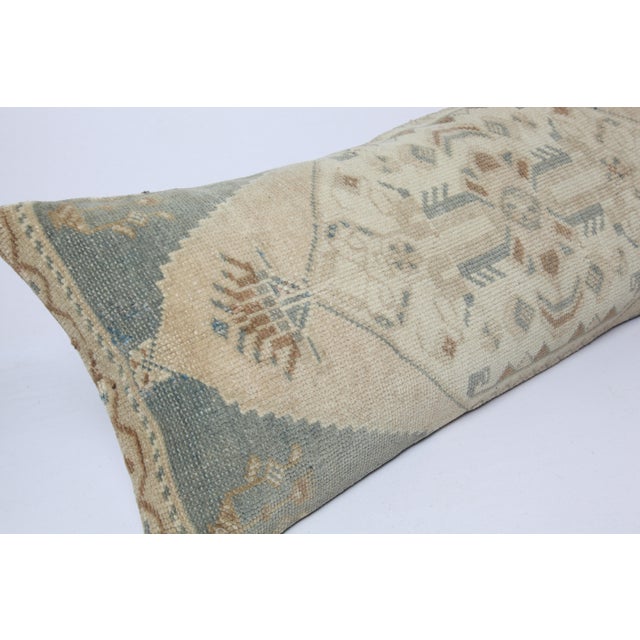 Textile Turkish Oriental Hand Knotted Oushak Throw Pillow Cushion - 16'' X 38'' For Sale - Image 7 of 11