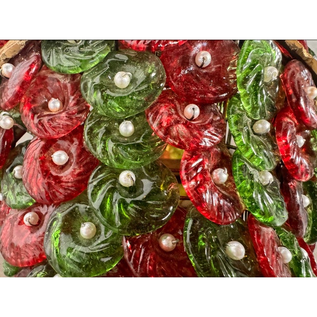 Mid 20th Century Sculptural Jewel-Toned Glass Sconce With Pearl Accents For Sale - Image 12 of 14