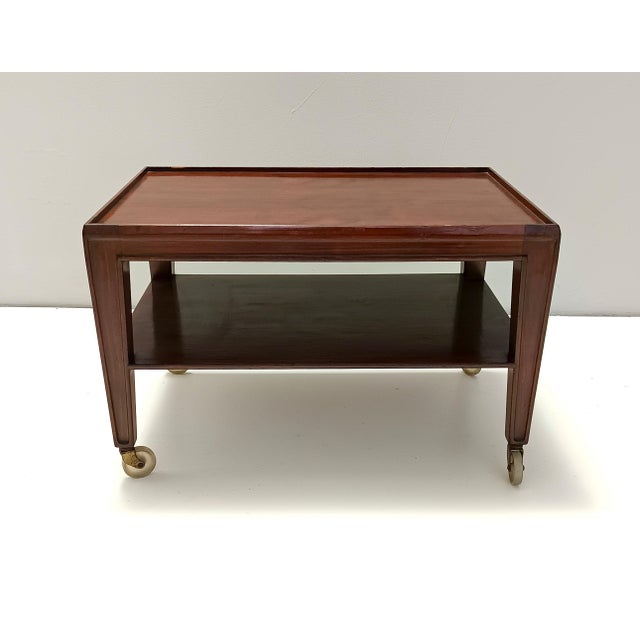 Rectangular Walnut Coffee Table attributed to Paolo Buffa with Casters, Italy, 1940s For Sale - Image 6 of 11