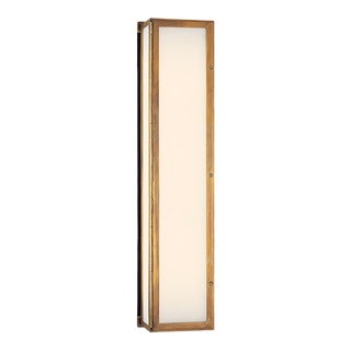 Thomas O'Brien for Visual Comfort Signature Mercer Long Box Light in Hand-Rubbed Antique Brass with White Glass For Sale