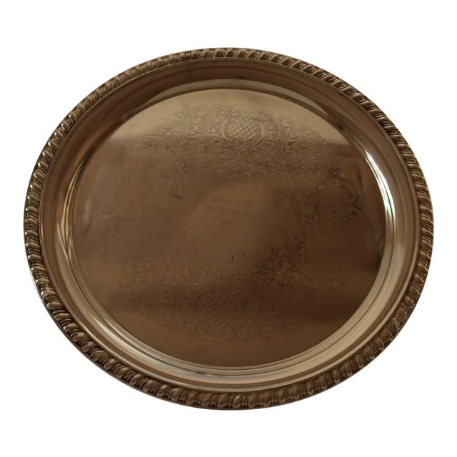1975 April Fools Engraved Invitational Silver Plate Tray For Sale