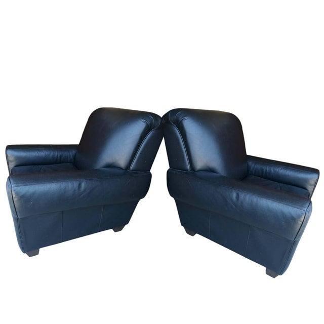 Mid-Century Modern Elevate Your Living Space With This Iconic Three-Piece Set, of Two Vintage Leather Club Chairs & a Matching Oversized Ottoman by Futuristic Furniture. For Sale - Image 3 of 12