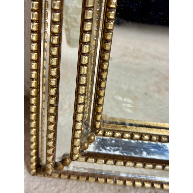 Brass and Beveled Glass Wall Mirror, Mid-20th Century For Sale - Image 12 of 14