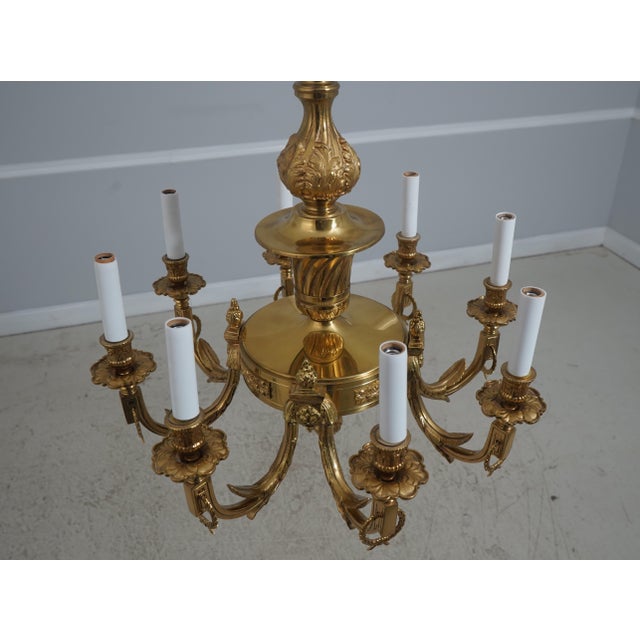 Traditional French Empire Style Solid Brass 8 Arm Chandelier For Sale - Image 3 of 14