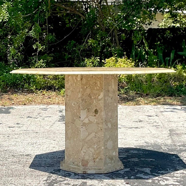 Stone Late 20th Century Vintage Italian Octagon Stone Center Table For Sale - Image 7 of 8