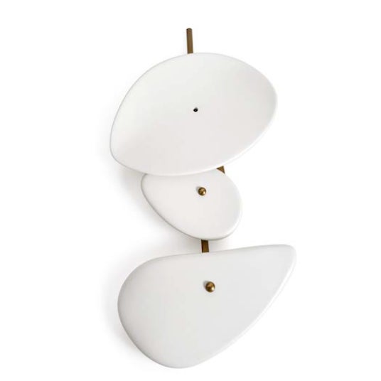 2020s Pair of Elsa Foulon Achille Wall Sconces, Ceramic + Hammered Brass For Sale - Image 5 of 5