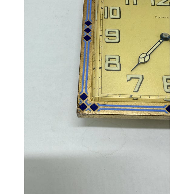 Swiss Art Deco Enamel-Border 8-Day Desk Clock, C. 1925–1935 *Luminescence* For Sale - Image 10 of 11