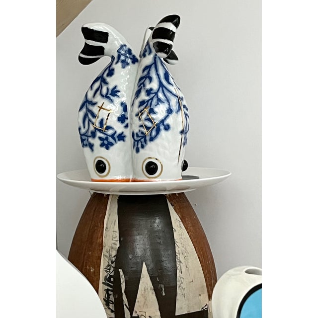 2022 Paola Navone With Porzellanmanufaktur Reichenbach Contemporary Polychrome and Gilt Porcelain Vase For Sale - Image 9 of 12