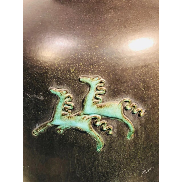 Mid 20th Century Mid 20th Century Italian Ceramic Vase With Horses For Sale - Image 5 of 8