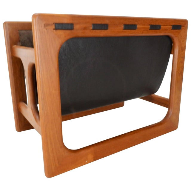 Wood Danish Modern Salin Mobler Teak and Leather Magazine Rack For Sale - Image 7 of 7